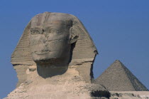 The Sphinx with the Cheops Pyramid behindAfrican Middle East North Africa History