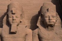 Ramses II enthroned colossal statues. Detail of heads and upper torso.African Middle East North Africa Ramesses Religion History Religious
