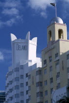 South Beach. Collins Avenue. The Delano and The National Hotel facades American North America United States of America Beaches Resort Sand Sandy Seaside Shore Tourism