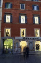 Piazza di Spagna.  Facade of multi storey clothes shop.European Italia Italian Roma Southern Europe Story