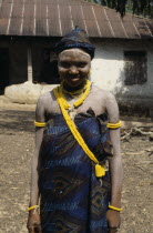 Sierra Leone, Full length portrait of Mende girl an initiate of the Sande Masquerade Society a Hale Medicine group.