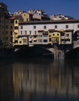 Ponte Vecchio  part view with indistinct reflection.Firenze Italia Italian Reflexion Southern Europe European Toscana Tuscan