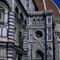 Part view of exterior walls of the Baptistry and the Duomo.European Firenze Italia Italian Religion Southern Europe Religious Toscana Tuscan