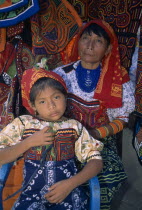 Portrait of a Cuna Indian woman and young girl