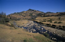 View across farmland and stream toward the butterfly sanctuary.