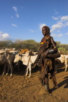 Hama Jumping of the Bulls initiation ceremony  Ritual dancing round cows and bulls before the initiate does the jumping