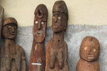 Famous carved wooden effergies of Chiefs and Warriors  which are now becoming rare as many have been stolen by art collectors Jane Sweeney
