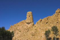 Kakrak valley  watchtower at ruins which were once the site of a 21ft standing Buddha in a niche  discovered in 1030 and surrounded by caves whose Buddhists paintings thought to date from the 9th and...