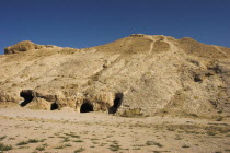 2km south of the centre of Haibak  Buddhist caves know as Takht-I-Rusam  Rustams throne   part of a stupa-monastery complex caeved from rock dating from the Kushano-Sasanian period 4th-5th century AD....