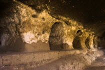 2km south of the centre of Haibak  Buddhist caves know as Takht-I-Rusam  Rustams throne   part of a stupa-monastery complex caeved from rock dating from the Kushano-Sasanian period 4th-5th century AD....