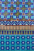 Detail of tilework  Shrine of Hazrat Ali  who was assissinated in 661 This shrine was built here in 1136 on the orders of Seljuk Sultan Sanjar  destroyed by Genghis Khan and rebuilt by Timurid Sultan...