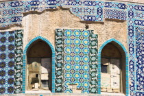 Detail of turquoise glazed tiles on Shrine of Khwaja Abu Nasr ParsaBuilt by Sultan Husayn Bayqara in late Timurid style in the 15th Century and dedicated to a famous theologian who died in Balkh in 1...