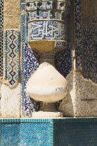 Base of unique Timurid corkskew pillars of the Shrine of Khwaja Abu Nasr ParsaBuilt by Sultan Husayn Bayqara in late Timurid style in the 15th Century and dedicated to a famous theologian who died in...