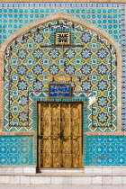 Tiling round door  Shrine of Hazrat Ali  who was assissinated in 661 This shrine was built here in 1136 on the orders of Seljuk Sultan Sanjar  destroyed by Genghis Khan and rebuilt by Timurid Sultan...