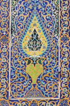 Detail of tile work in courtyard of Friday Mosque or Masjet-eJamOriginally laid out on the site of an earlier 10th century mosque in the year 1200 by the Ghorid Sultan Ghiyasyddin. Restoration starte...