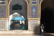 Friday Mosque or Masjet-eJam  The courtyard  Bronze couldron dating from the reign of the Kart kings of Herat  1332-1381  originally used as a receptacle for sherbat now used for donations for the upk...