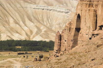 Empty niche in cliffs where the famous carved large Budda once stood 180 foot high before being destroyed by the Taliban in 2001