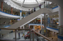 Interior of Churchill Square shopping centre mall  showing elevators  escalators and lifts.