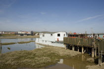 Houseboats moored along the banks of the river adur.