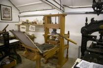Amberley Working Museum. The Print Workshop with a collection of printing machinery and typecasters
