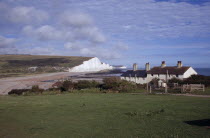 The Seven Sisters white chalk cliffs viewed from Seaford Head