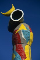 Parc de Joan Miro. Brightly coloured Miro sculpture called Dona i Ocell dating from 1983