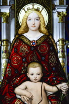 Vatican City Stained glass panel of mother and child in the museum