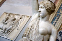 Vatican City Museum Belvedere Palace Statue of a woman with raised arm in the Roman and Greek art collection