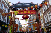 Lion Dance troupe in Gerrard Street with their lions before performing through the area during Chinese New Year celebrations in 2006 for the coming Year of The Dog
