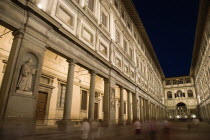 ITALY, Tuscany, Florence, The 16th century Vasari corridor of the Uffizi at night.