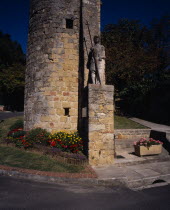 Avignonet-de-Lauragais.  Statue of Crusader of Avignonet set against the Cathar religion considered heretical by the Catholic Church in the thirteenth century.