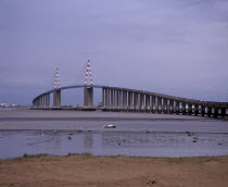 St Nazaire.  Road bridge over the mouth of the River Loire from south of the village of Mindin.