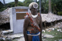 Malaita Province  Lau Lagoon  Funafou Artificial Island.  Three-quarter standing portrait of priest  Ratu.