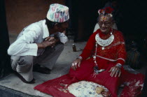Man consulting oracle in Khumbe Shwar temple.