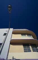 South Beach. Detail of Art Deco Marlin Hotel exterior