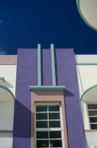 South Beach. Detail of colourful Art Deco building exterior