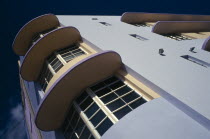 South Beach. Angled view of Art Deco building exterior