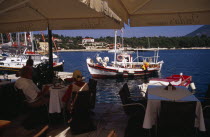 Waterside cafe in Fiskardo harbour.