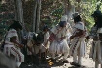 Ika Mortuary rites being performed in the rio Guatapuri valley for three Ika leaders murdered by right-wing paramilitaries linked to the Colombian Army.Arhuaco Aruaco indigenous tribe mourning funera...