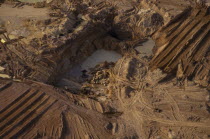 A garimpo gold mine on former Panara territory  showing garimpeiro gold workings deforestation and serious pollution of whole environment