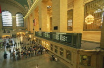 View over Grand Central Station with queues of people at the ticket office