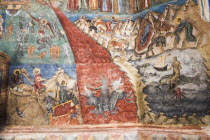 Part of Last Judgement fresco on wall  Voronet Monastery  near Gura Humorului