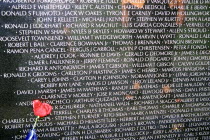 Inscriptions of deceased servicemen engraved on wall  Vietnam Veterans Memorial