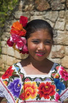 Young Mexican girl wearing traditional costume
