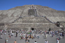 Tourists  Pyramid of the Sun  Piramide del Sol  Teotihuacan Archaeological Site.