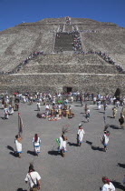 Indians entertaining  Pyramid of the Sun  Piramide del Sol  Teotihuacan Archaeological Site