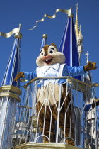 Walt Disney World Resort. Chipmunk character during the Disney Dreams Come True parade in the Magic Kingdom.TravelTourismHolidayVacationExploreRecreationLeisureSightseeingTouristAttractionT...