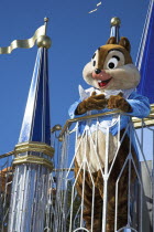 Walt Disney World Resort. Chipmunk character during the Disney Dreams Come True parade in the Magic Kingdom.TravelTourismHolidayVacationExploreRecreationLeisureSightseeingTouristAttractionT...