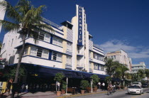 South Beach. Ocean Drive. Art Deco Break water Hotel exterior