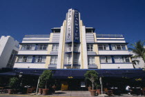 South Beach. Ocean Drive. Art Deco Break water Hotel exterior